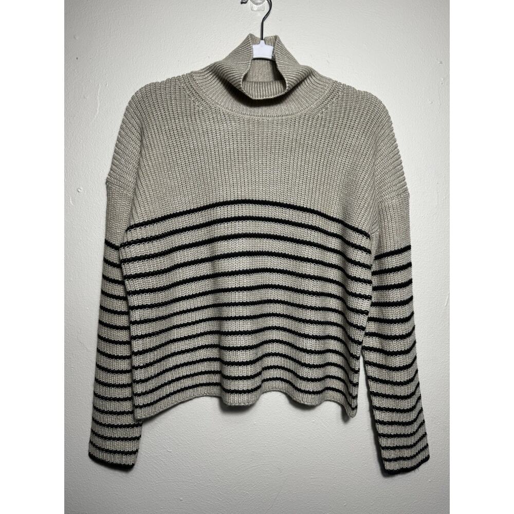 Truth By Republic Stripe Sweater Womens Small Soft Cozy Ivory Black